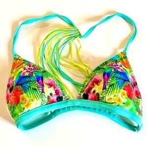 Victoria’s Secret Tropical Print Strappy Bikini Top Sz XS